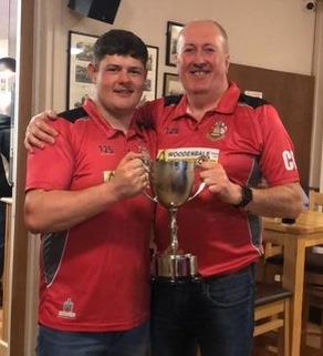 Young try scorer Evan Phillips with head coach Clive Tosh Rowlands
