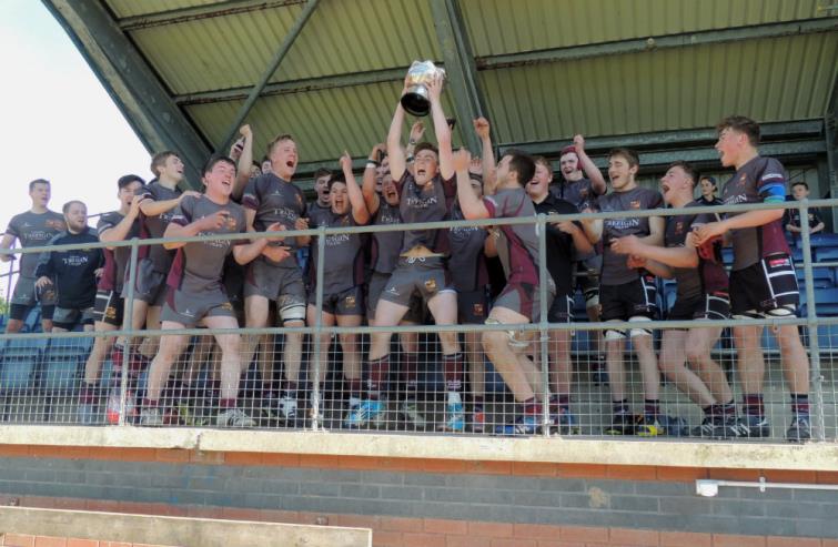 Crymych joy after trophy presentation