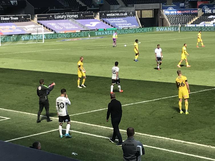 Liam Cullen returns to action with a goal for Swansea City