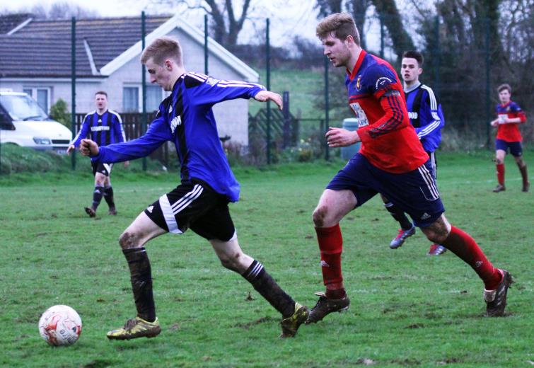 Hakin United hat-trick hero Adam John in action at Carew
