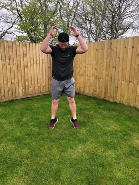 Aled Harries undertaking the burpee challenge