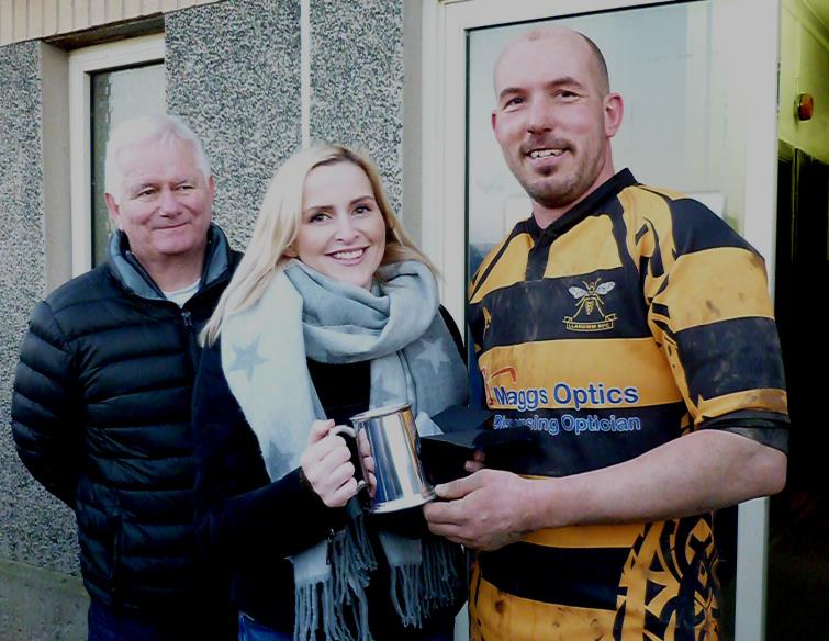 Gelly James, Lauren Fair and Llangwm skipper Ian Griffiths