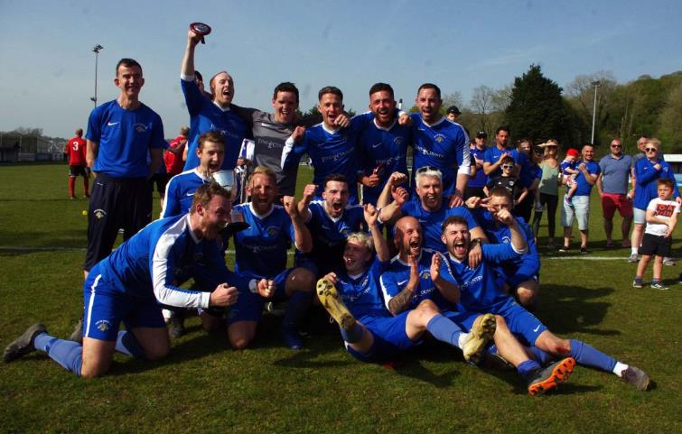 Merlins Bridge celebrate winning the Senior Cup