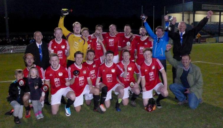 Broad Haven celebrate winning the cup