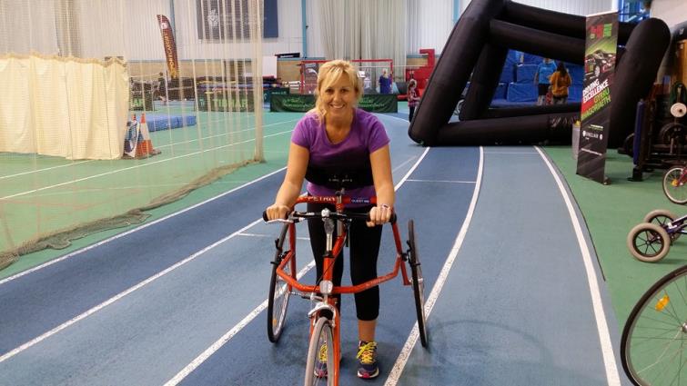 Gaynor Martin on the indoor track