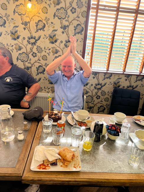 Gary Lloyd with his birthday cake