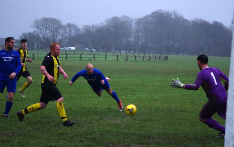 Nathan Greene scores with a header for Bridge against Herbie
