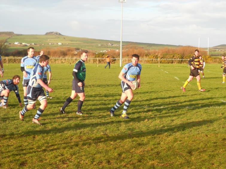 St Clears No 10 Shane Morgan chooses to run a quick penalty. Picture by Fraser Watson