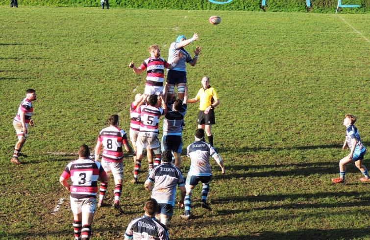 Narberth win this lineout duel (Pic Bill Carne)