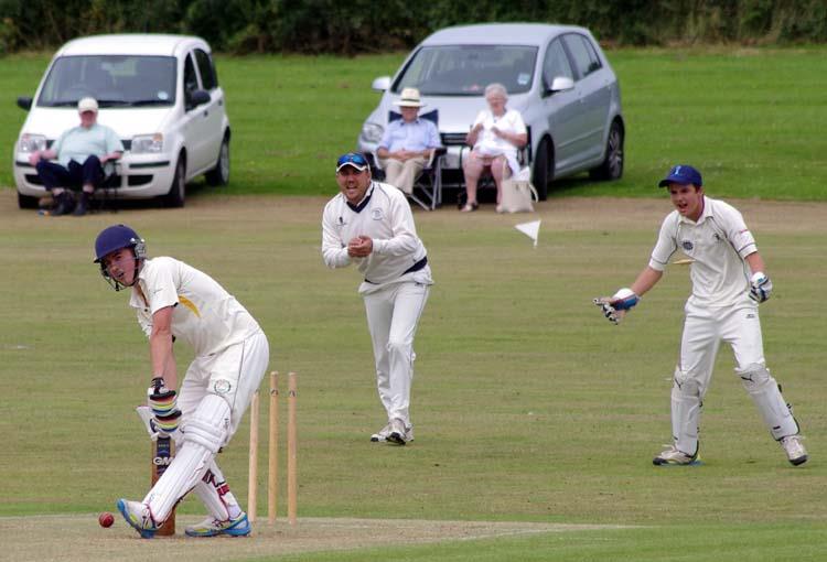 Dan Richards is clean bowled by Adeel Khan at the Racecourse