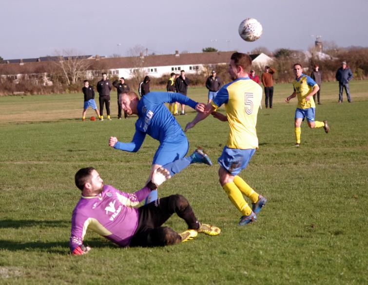 Hundleton brave keeper Daniel Griffiths denies Adam Hawkins