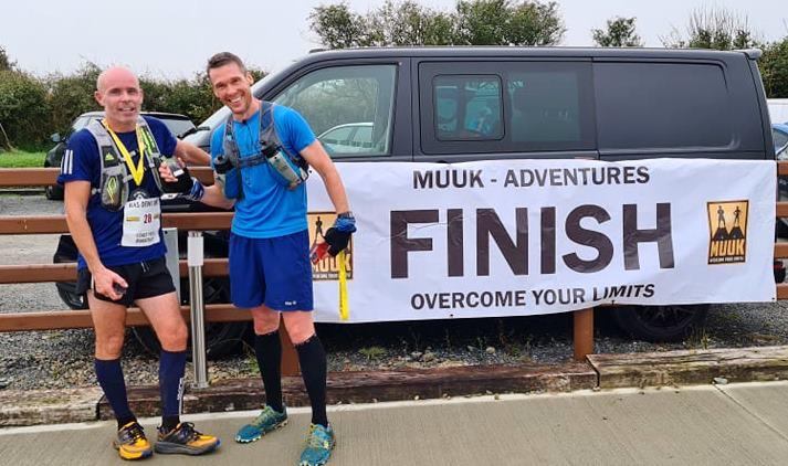 Marathon winner Darren Thomas (right) and runner up Chris Murphy at the finish