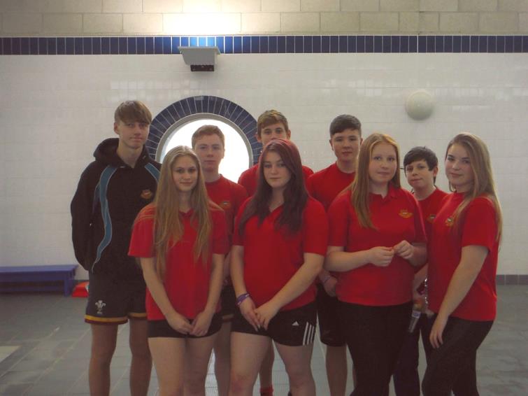 The pupils from Ysgol Bro Gwaun who acted as timekeepers for the races.