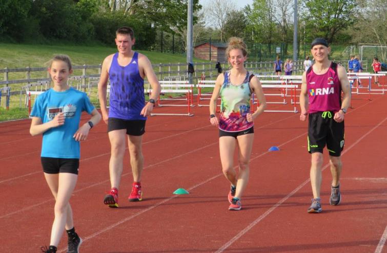 Heather Lewis warming down with Fraser and pals