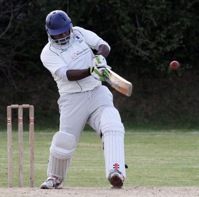 Filgi Varghese hits a boundary