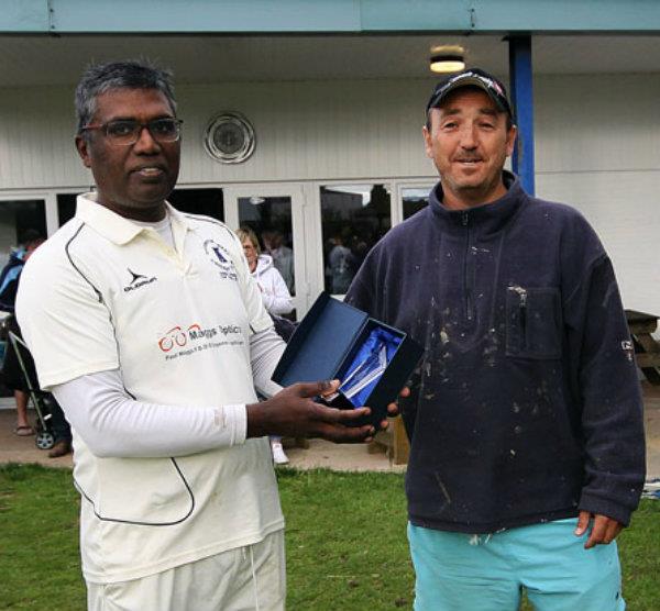 Man of the Match Filgi Varghese with Matthew Johns