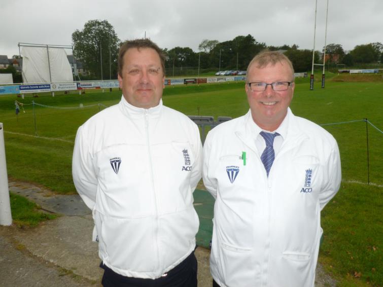 Umpires Neil Croucher and Micky Marsh