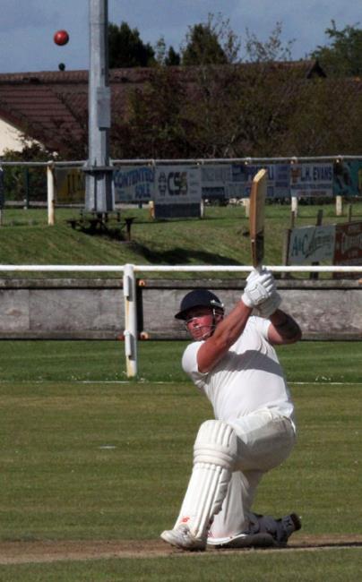 Kyle Quartermaine blasts the ball out of the ground. Picture by Susan McKehon