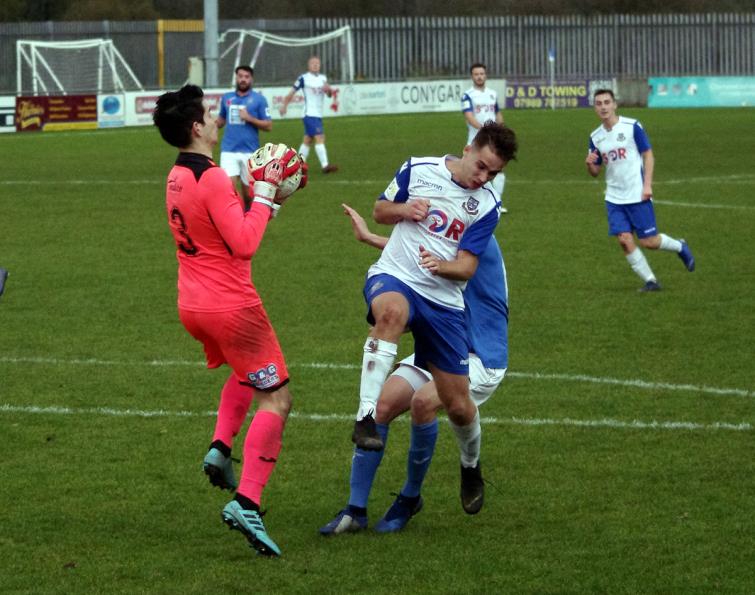 Kyle Stuart collects a ball in the box