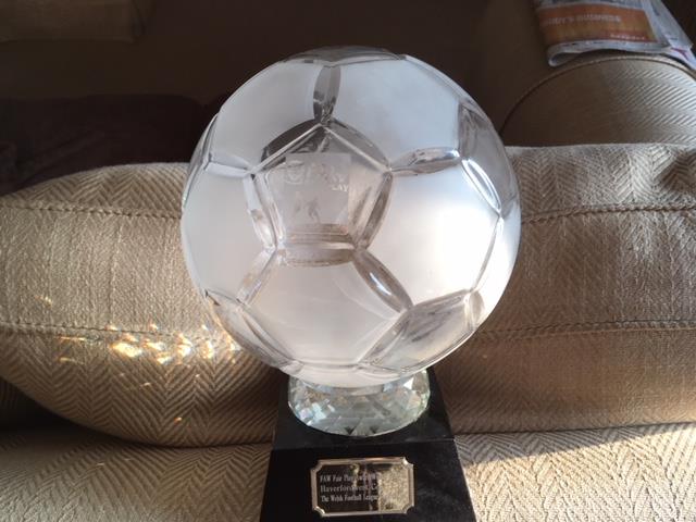 The magnificent Fair Play trophy which The Bluebirds will keep for ever