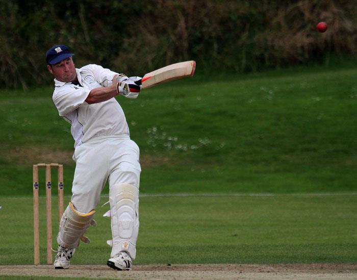 Simon Holliday hits a boundary for Haverfordwest