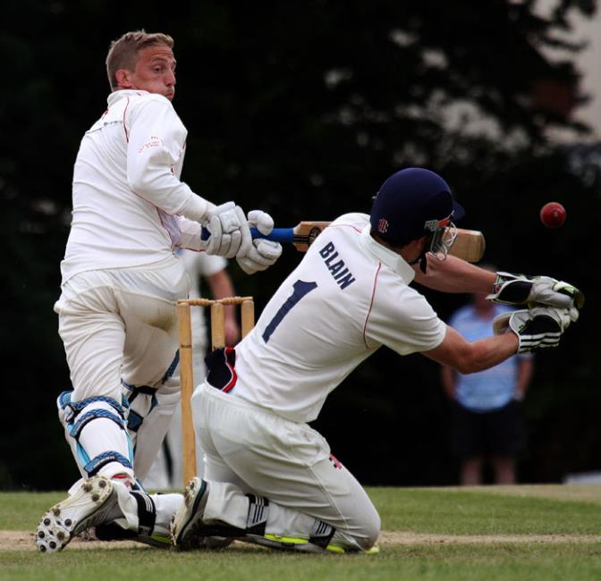 Haydn Shapcott steers the ball towards the fine leg  boundary
