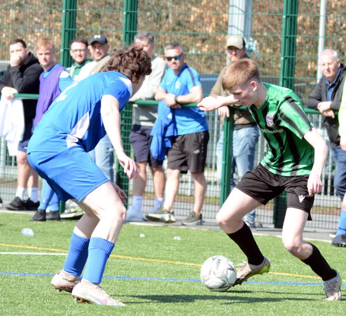 Mason Dolling - a constant threat on the left for Hakin United 2nds against Merlins Bridge. Picture Gordon Thomas