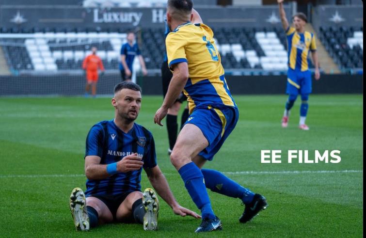 Hakin goal scoring hero Ashley Bevan. Picture Ethan Ellis