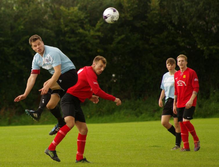 Henry Durrant wins an aerial battle for Neyland