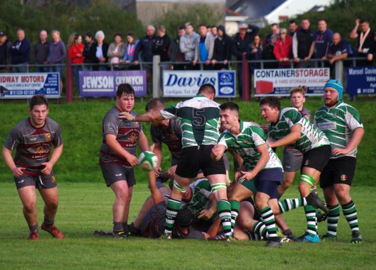 Thomas Parry spreads the ball wide for Whitland