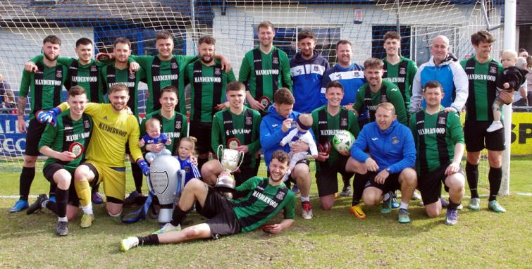 Hakin United celebrate winning the Senior Cup