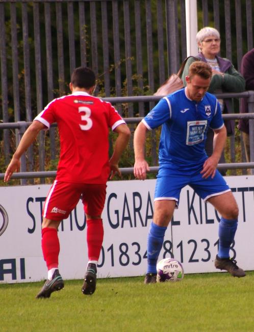 Joe Leahy in action for Haverfordwest County against Llanelli Town