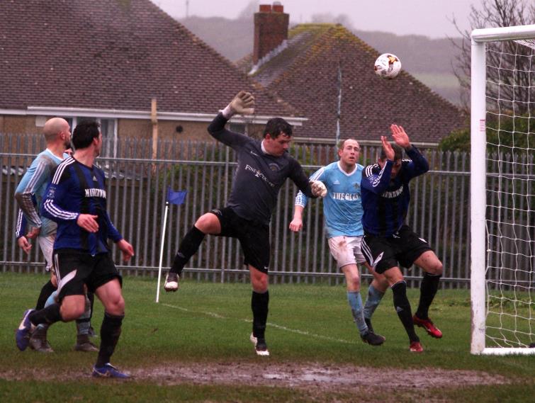 Action from the Obs where Hakin United entertained Merlins Bridge before the game was abandoned