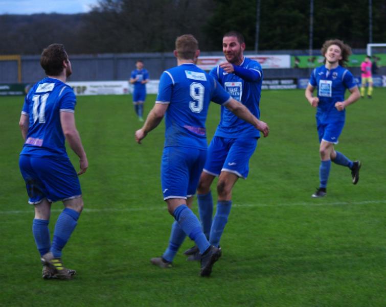 Joe Leahy celebrates scoring The Bluebirds second goal