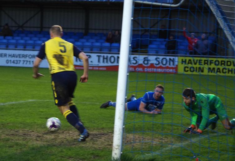 Joe Leahy is denied by a superb Rory McCreash save