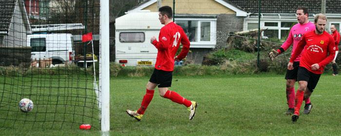 Scott Ferney scores for Carew against Pennar