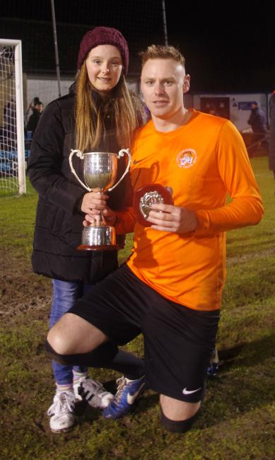 Tigers goal scorer Joe John with daughter Alexis