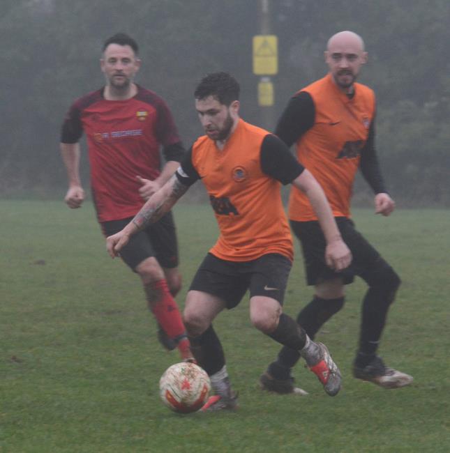 Matthew Ellis, Joey George, and Ryan Doyle all in action in the cup tie between Clarbeston Road versus Johnston