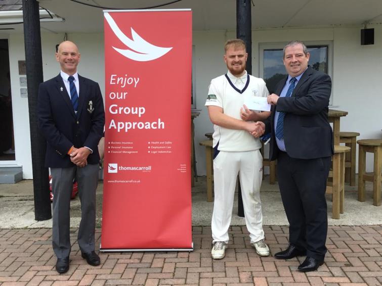 John Curran with Paul Webb (Chairman, Pembroke CCC) and Brian Hawkins (Thomas Carroll) 