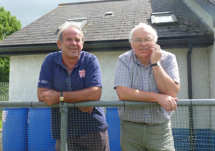 Barry with old friend John Gwyther, the ex-manager of Milford United
