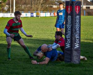 Jon Mason try for Haverfordwest (Mike Halligan)