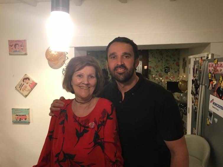 Jonathan with his hero - his mum!