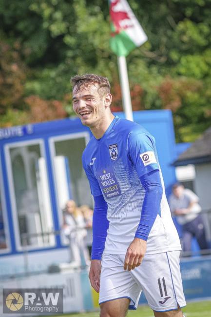 Jordan Davies - scored twice for Haverfordwest County at Airbus