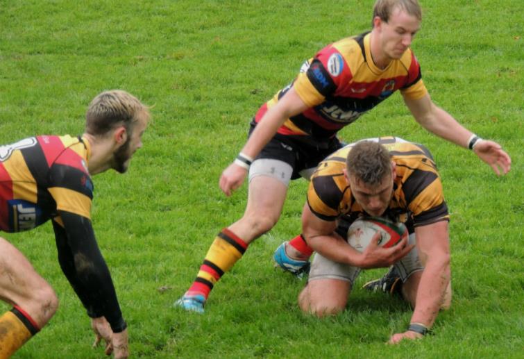 Josh Hicks working hard for Llangwm
