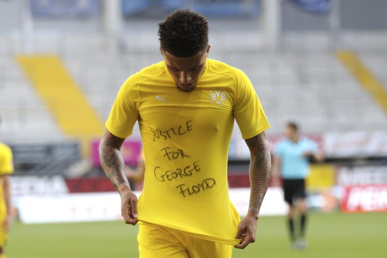 Black lives matter as worn by Jaydon Sancho