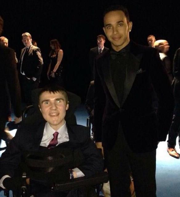 Jacob Thomas and Lewis Hamilton