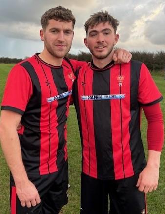 Jake Smith and Sion O Sullivan combined to score a late equaliser for Goodwick. Picture Fraser Watson
