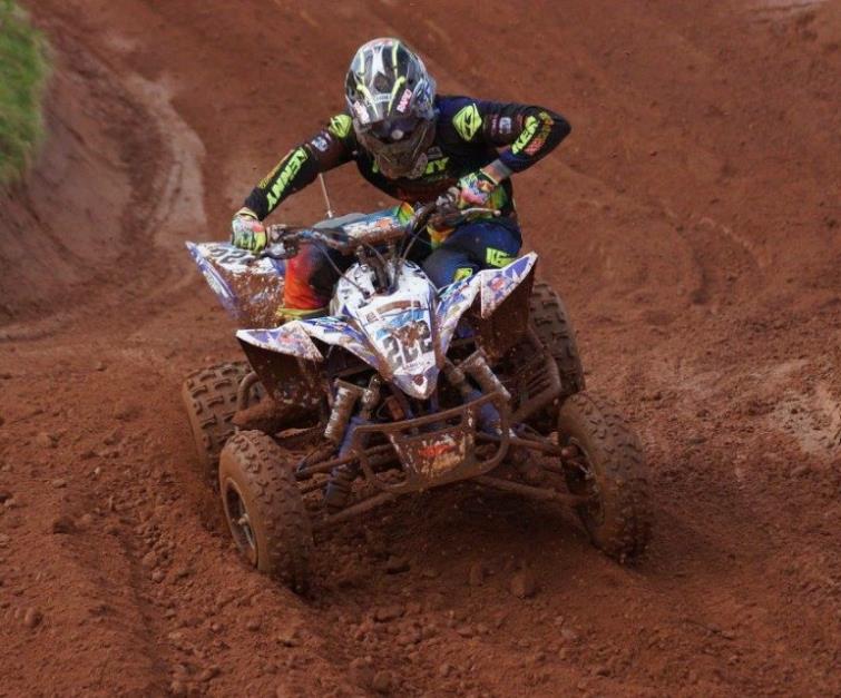 James Bevan racing hard