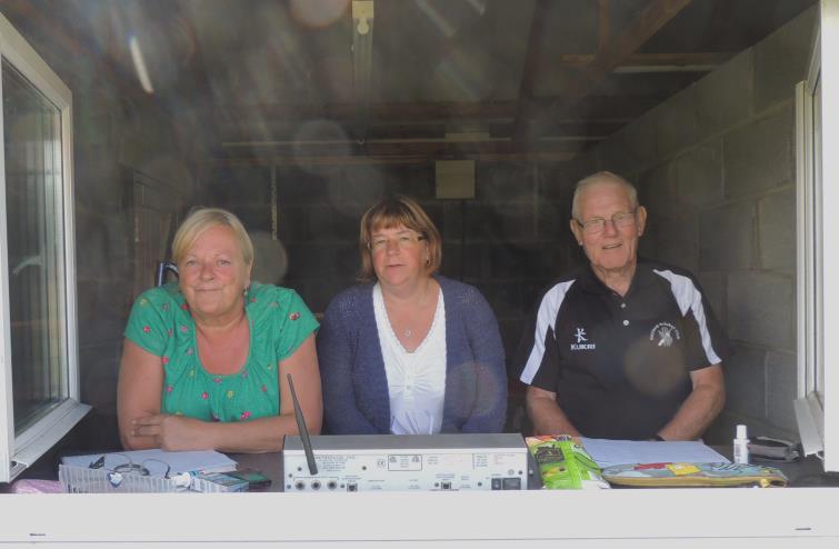  Scorers Janice Brick and John Laugharne, assisted by Janice Webb