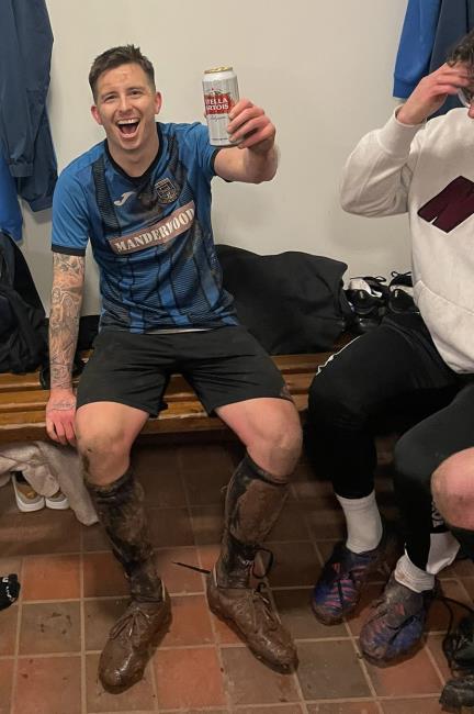 Justin Harding - celebrates bagging a stoppage time winner for Hakin United